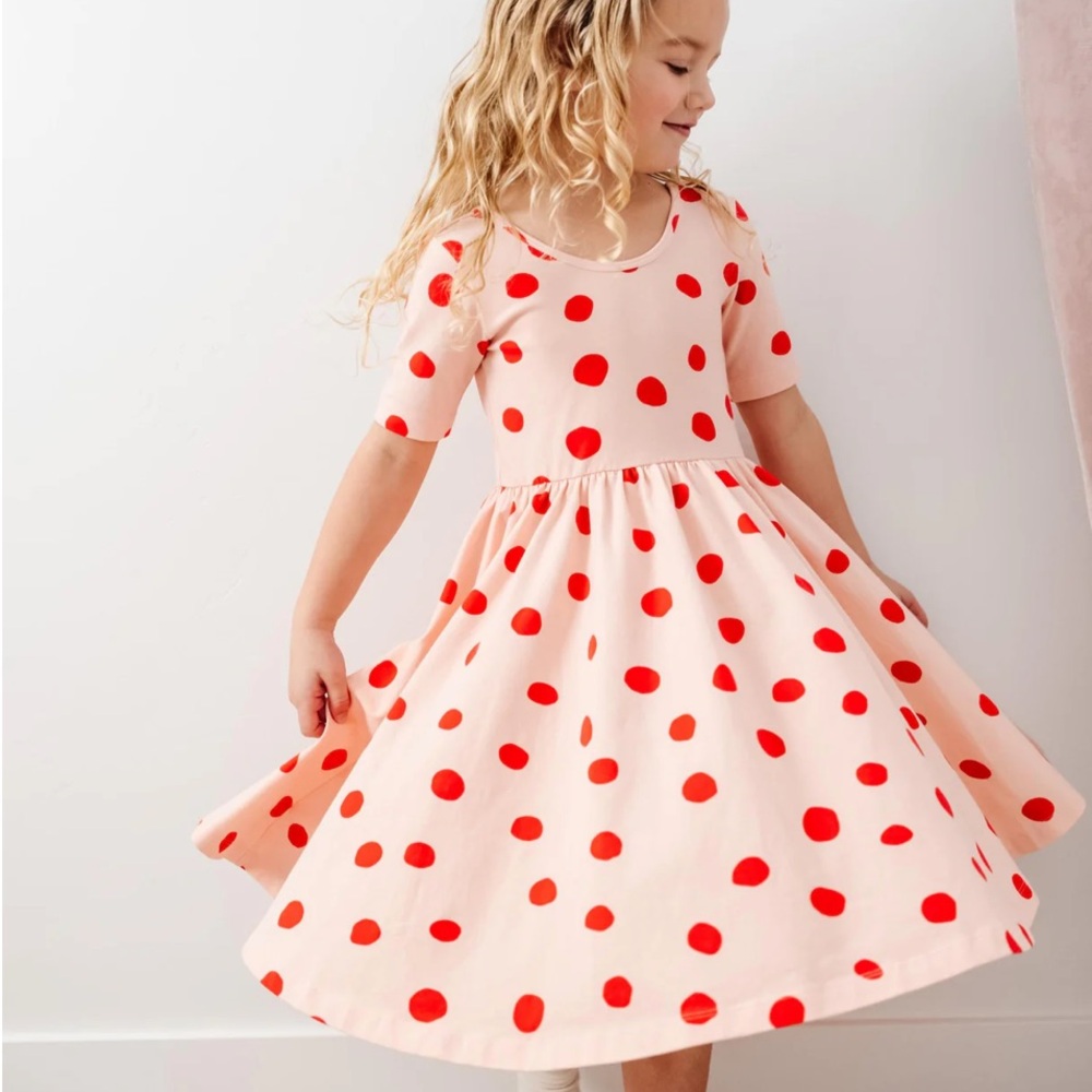 Alice & Ames short sleeve ballet dress blush Polka Dot 8